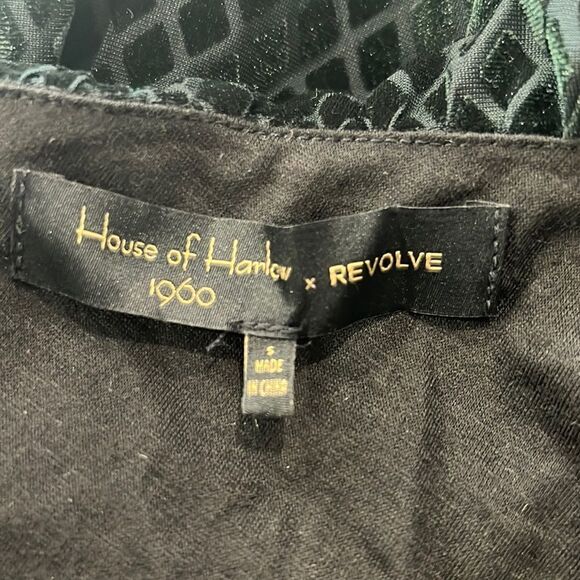 New Revolve X House of Harlow 1960 MEDINAH Mini Dress Hunter Green Velvet Small - Picture 12 of 14